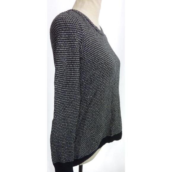 Madewell Black White Sweater Knit Top XS Dotweave Slouchy Pullover Riverside - Picture 2 of 6